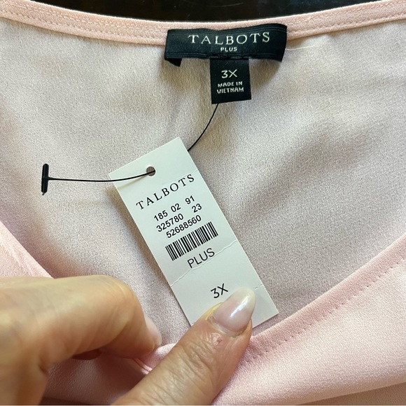 NWT Talbots Womens Pale Pink Blouse Top Cutouts Long Sleeved Zip Side size 3X - Picture 10 of 12